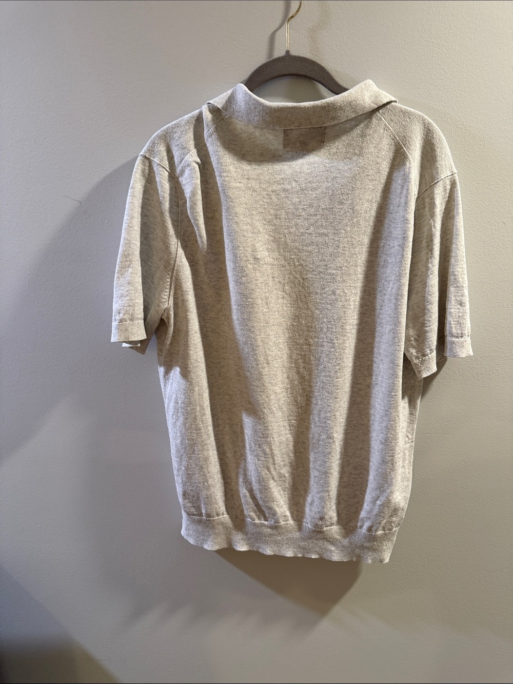 Banana Republic Men's Cotton liner Short Sleeve Polo - Light Beige Heather - Picture 3 of 3